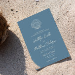 Dusty Blue Shell Beach Ocean Destination Wedding Invitation<br><div class="desc">Dusty Blue Modern Ivory Shell Beach Ocean Destination Wedding Invitation Card. Celebrate your special day with this elegant and beautiful wedding invitation card to beautify your special occasion. All the texts are pre-arranged for you to personalise easily and quickly with your own details. If you need further customisation or matching...</div>
