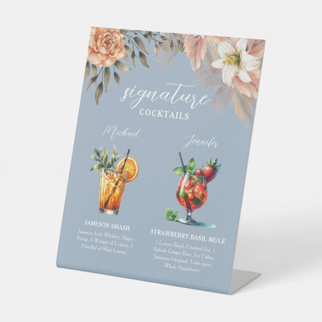 Dusty Blue Signature Cocktails Bar Sign (Front)