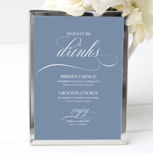 Dusty Blue Signature Drinks Elegant Wedding Sign