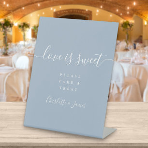 Dusty Blue Signature Script Love Is Sweet Favour Pedestal Sign