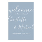 Dusty Blue Signature Script Wedding Welcome Sign