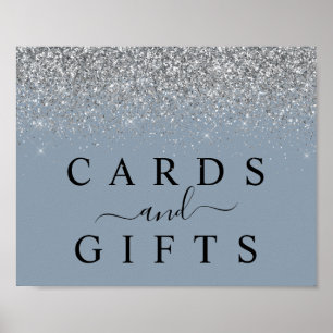 Dusty Blue & Silver Cards & Gifts Table Sign