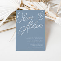 Dusty Blue | Silver Foil Script Wedding