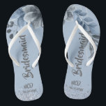Dusty Blue Silver Geometric Flora Bridesmaid Favou Thongs<br><div class="desc">You will love this dusty blue and silver geometric frame and florals,  a touch of silver glitter and dusty blue Kraft paper textures. Great for your wedding celebrations!</div>