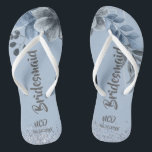Dusty Blue Silver Geometric Flora Bridesmaid Favou Thongs<br><div class="desc">You will love this dusty blue and silver geometric frame and florals,  a touch of silver glitter and dusty blue Kraft paper textures. Great for your wedding celebrations!</div>