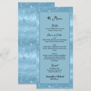 Dusty Blue Silver Glitter 4x9" Wedding Menu 