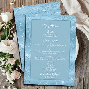 Dusty Blue Silver Glitter 5x7" Wedding Menu