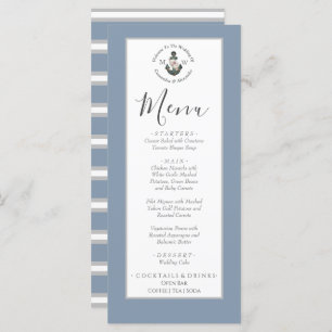 Dusty Blue silver grey, nautical theme wedding Menu
