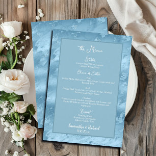 Dusty Blue Silver Marble Glitter 5x7" Wedding Menu