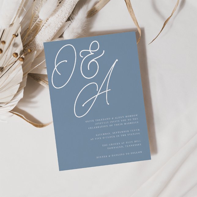 Dusty Blue | Silver Script Monogram Wedding (Creator Uploaded)