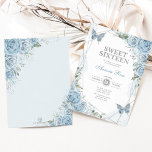 Dusty Blue Silver Sweet 16 Butterfly Birthday Invitation<br><div class="desc">The perfect invitation for your daughter's sweet 16 is finally here! This chic invite features elegant watercolor dusty blue roses,  sweet butterflies and modern geometric silver frame.  Click the "customise further" button if you wish to re-arrange and format the style and placement of the text.</div>