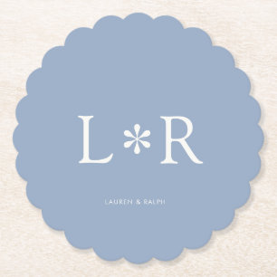 Dusty Blue Simple Chic Couple Paper Coaster