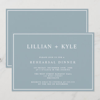 Dusty Blue Simple Chic Rehearsal Dinner Invitation