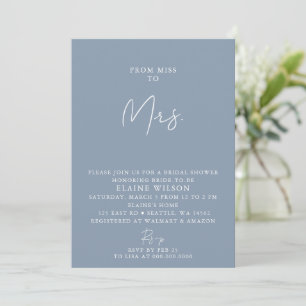 Dusty Blue Simple Elegant Modern Bridal Shower Invitation