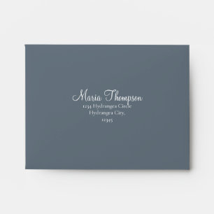 Dusty Blue Simple Elegant Pre Addressed RSVP Envelope
