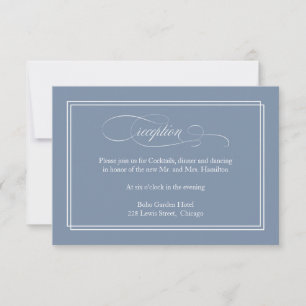 Dusty Blue Simple Elegant Wedding Reception Card