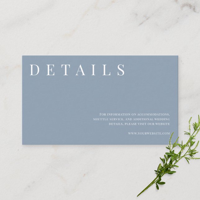 Dusty Blue Simple Formal Wedding Details Enclosure Card (Creator Uploaded)