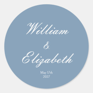 Dusty Blue Simple Minimalistic Wedding Sticker