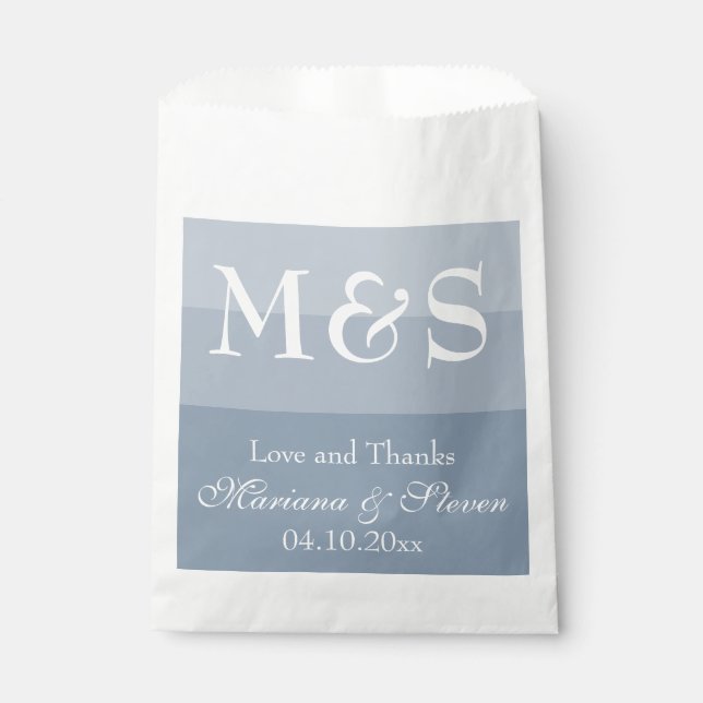 Dusty Blue Simple Modern Chic Script Favour Bag (Front)