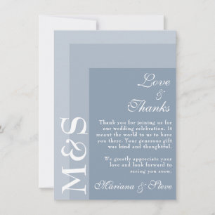 Dusty Blue Simple Modern Chic Script Wedding Thank You Card