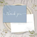 Dusty Blue Simple Modern Elegant Script Thank You Card<br><div class="desc">Simple modern elegant dusty blue script thank you card. You can personalise with your own thank you message on the reverse or if you would prefer to add your own handwritten message simply delete the text. A perfect way to say thank you! Designed by Thisisnotme©</div>