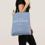 Dusty Blue Simple Modern Maid of Honour Script Tote Bag<br><div class="desc">A simple,  elegant,  and modern design for your maid of honour tote bag. These bags are timeless keepsakes and can be completely customised. Please feel free to send me any custom design requests or questions if you would like assistance with your designs via the "Message" button below.</div>