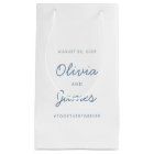 Dusty Blue Simple Modern Script Hashtag Wedding