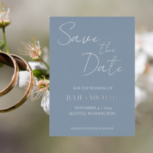 Dusty Blue Simple Style Wedding Save the Date