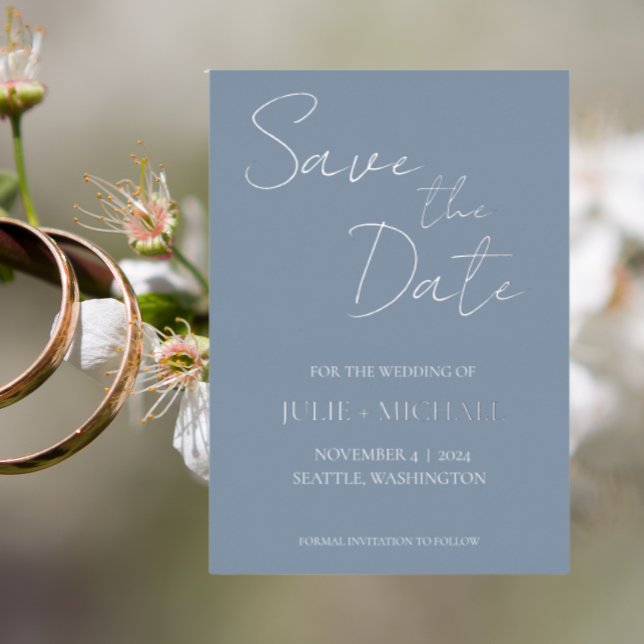 Dusty Blue Simple Style Wedding Save the Date (In Situ Wedding)