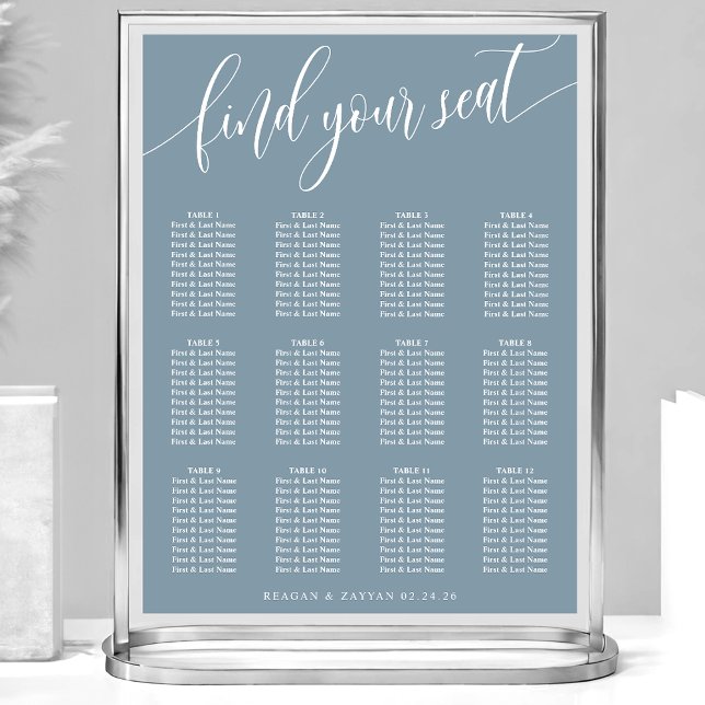 Dusty Blue Simple Wedding Seating Chart (Creator Uploaded)