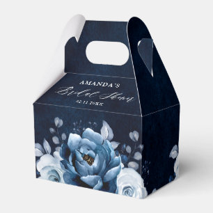 Dusty Blue Slate Navy Botanical Bridal Shower Favour Box