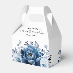 Dusty Blue Slate Navy Botanical Bridal Shower      Favour Box