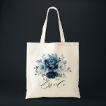 Dusty Blue Slate Navy Botanical  Wedding Bride     Tote Bag<br><div class="desc">Elegant Dusty blue / Navy theme wedding bride tote bag featuring elegant bouquet of Dusty blue,  Navy,  slate rose flowers buds and blue eucalyptus leaves. Please contact me for any help in customisation or if you need any other product with this design.</div>