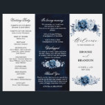 Dusty Blue Slate Navy Botanical Wedding Program<br><div class="desc">Elegant Dusty blue / Navy theme wedding program featuring elegant bouquet of Dusty blue,  Navy,  slate rose flowers buds and blue eucalyptus leaves. Please contact me for any help in customisation or if you need any other product with this design.</div>