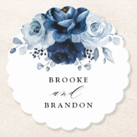 Dusty Blue Slate Navy Floral Botanical Wedding