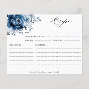 Dusty Blue Slate Navy Floral Bridal Shower Recipe