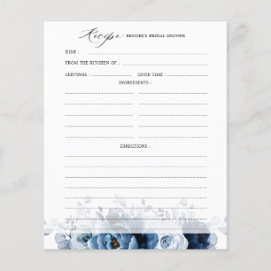 Dusty Blue Slate Navy Floral Bridal Shower Recipe