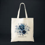 Dusty Blue Slate Navy Floral Bridesmaid Gift Tote Bag<br><div class="desc">Elegant Dusty blue / Navy theme bridesmaid gift tote bag featuring elegant bouquet of Dusty blue,  Navy,  slate rose flowers buds and blue eucalyptus leaves. Please contact me for any help in customisation or if you need any other product with this design.</div>