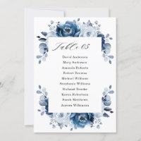 Dusty Blue Slate Navy Floral Seating Chart