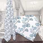 Dusty Blue Small Eucalyptus Sprigs Wedding Tie<br><div class="desc">A dusty-blue and white wedding neck tie featuring watercolor painted dusty-blue eucalyptus sprigs in a diagonal pattern; a perfect tie for groom. groomsmen and wedding party.</div>