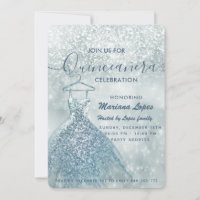 Dusty blue snow winter wonderland Quinceañera Invi