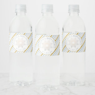 Dusty Blue Snowflake Baby Shower Water Label