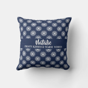 Dusty Blue Snowflake Christmas Decor Cushion