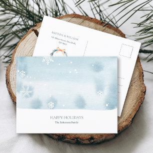 Dusty Blue Snowflake Christmas Postcard