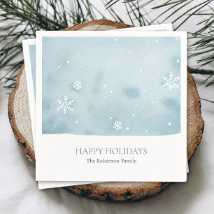 Dusty Blue Snowflake Paper Napkin