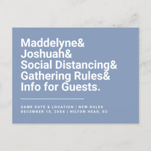 Dusty Blue Social Distancing Rules Announcement Postcard
