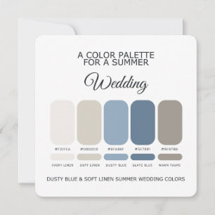 Dusty Blue Soft Linen Summer Wedding Palette Card