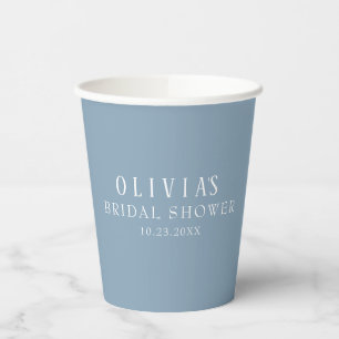 Dusty blue solid colour Bridal Shower Paper Cups