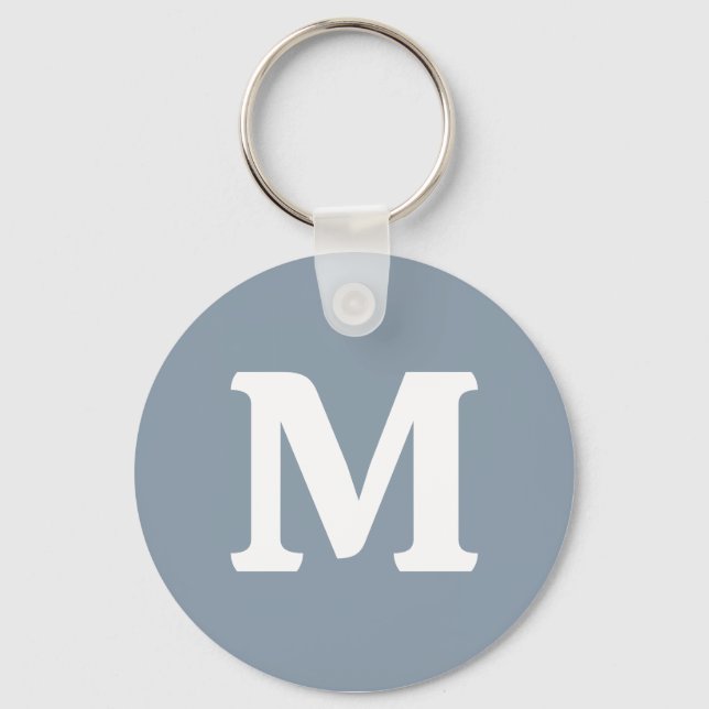 Dusty Blue Solid Colour Key Ring (Front)