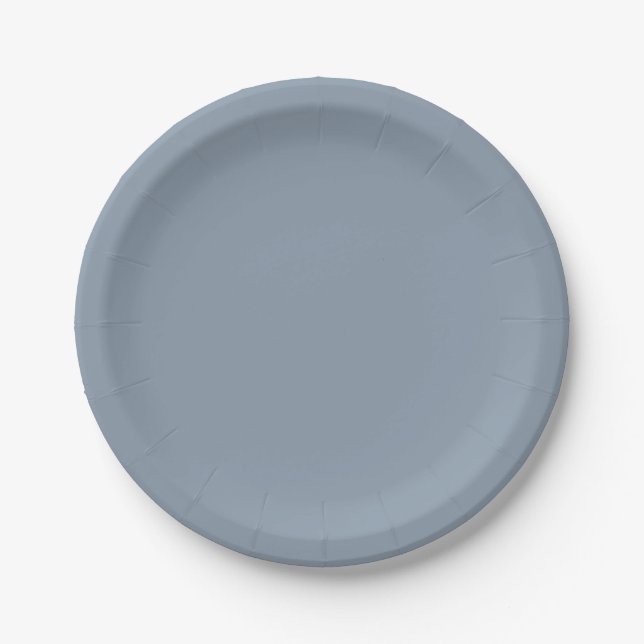 Dusty Blue Solid Colour Paper Plate (Front)